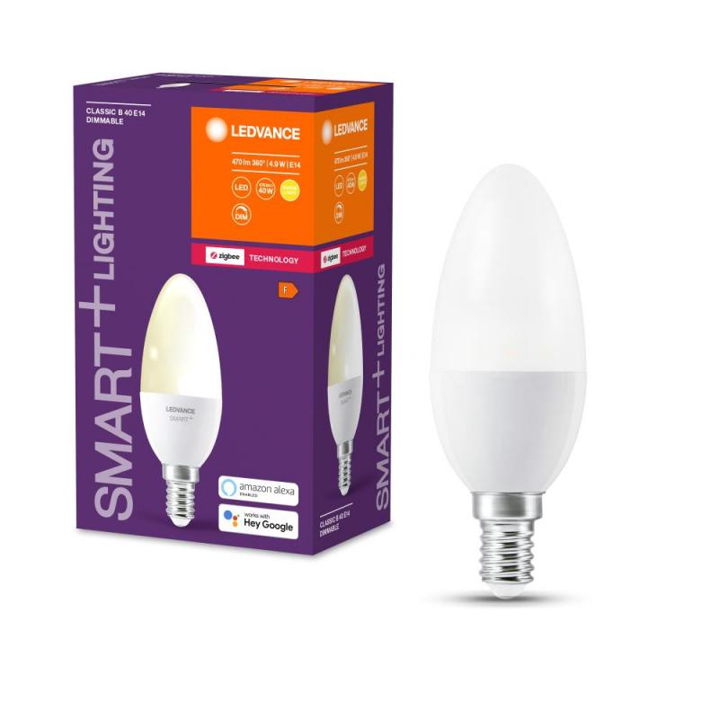 LEDVANCE SMART+ LED Kerzenlampe E14 Zigbee DIMM 4,9W wie 40W 2700K warmweißes Licht